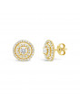 3 Row Diamond Pave Set Earrings In 18ct Yellow Gold. Tdw 0.80ct